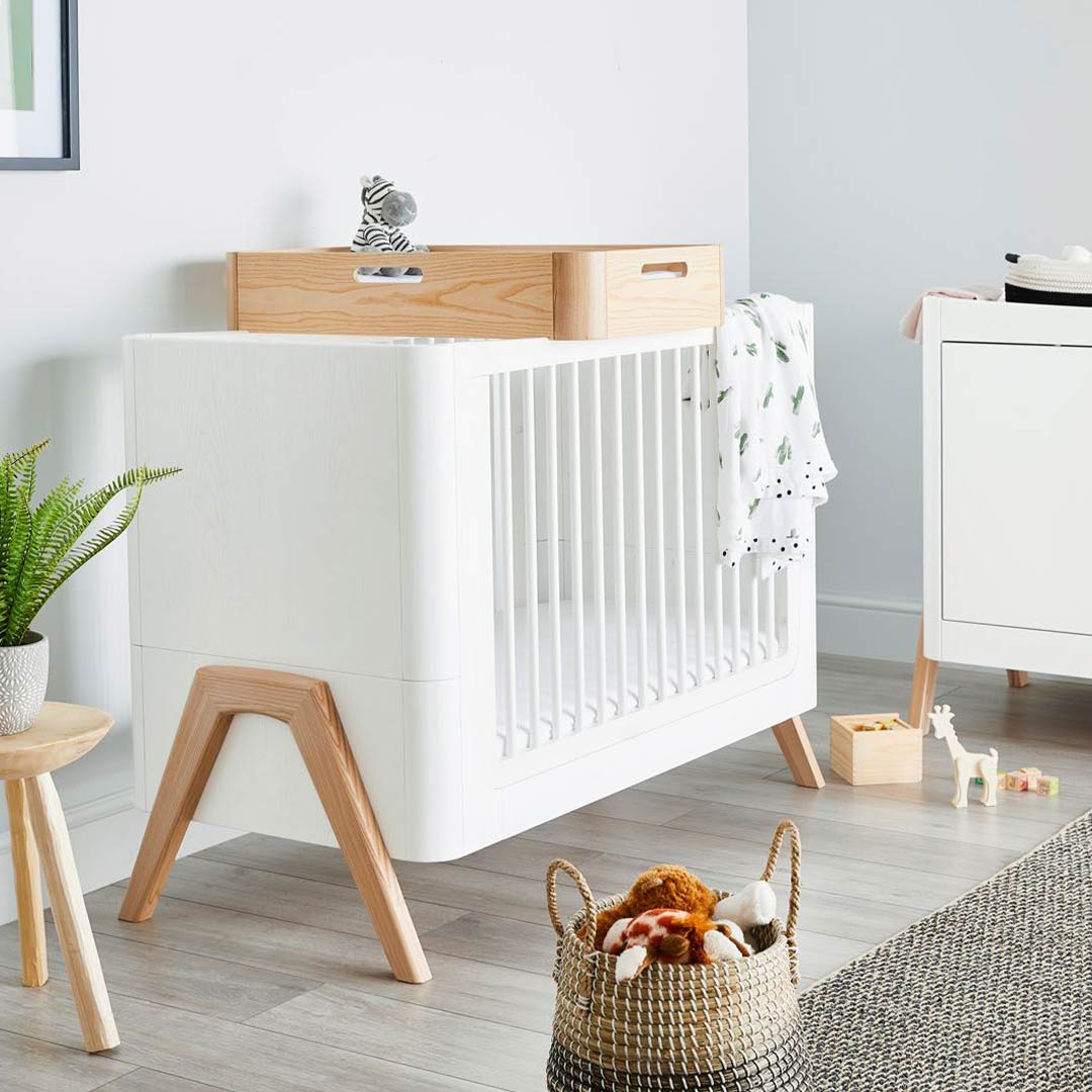 Gaia Baby Hera Cot Bed + Bedside Crib Two Piece Bundle - Scandi-White + Natural - Image 6