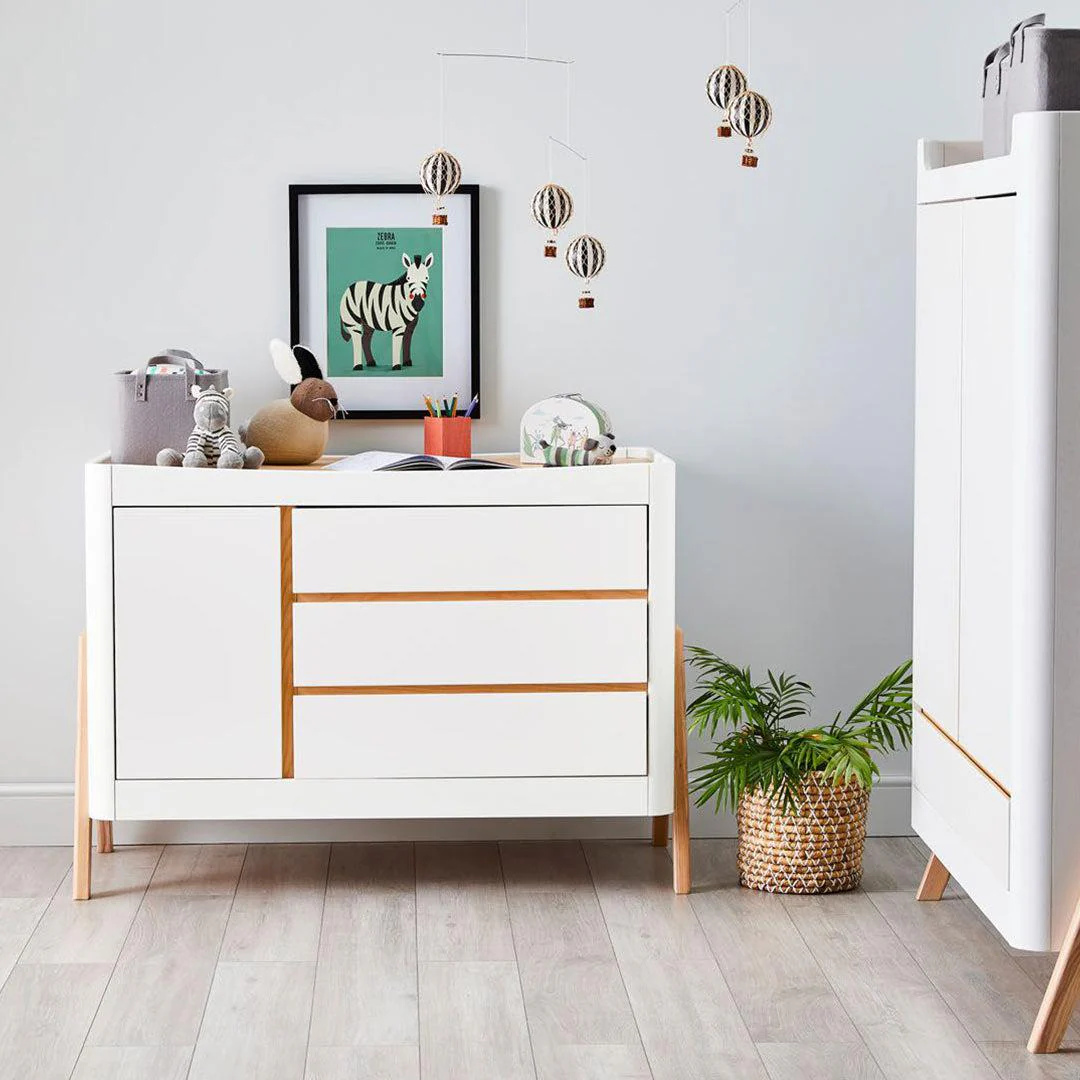 Gaia Baby Hera Cot Bed + Dresser Two Piece Bundle - 	Scandi-White + Natural - Image 5