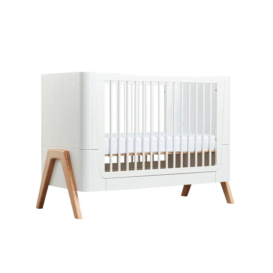Gaia Baby Hera Cot Bed + Dresser + Wardrobe Three Piece Bundle - Scandi-White + Natural - Image 11
