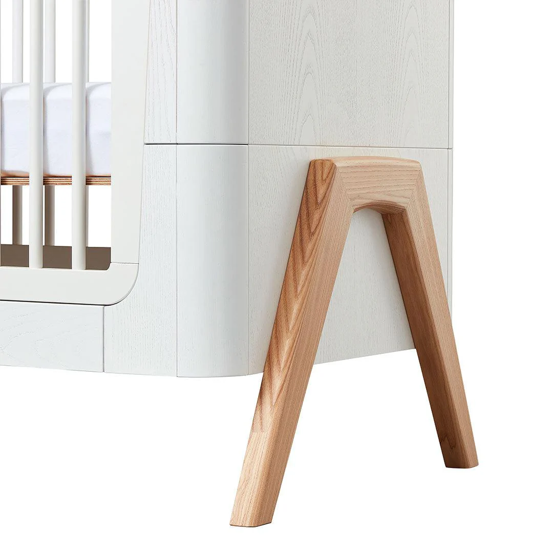 Gaia Baby Hera Cot Bed + Dresser + Wardrobe Three Piece Bundle - Scandi-White + Natural - Image 17