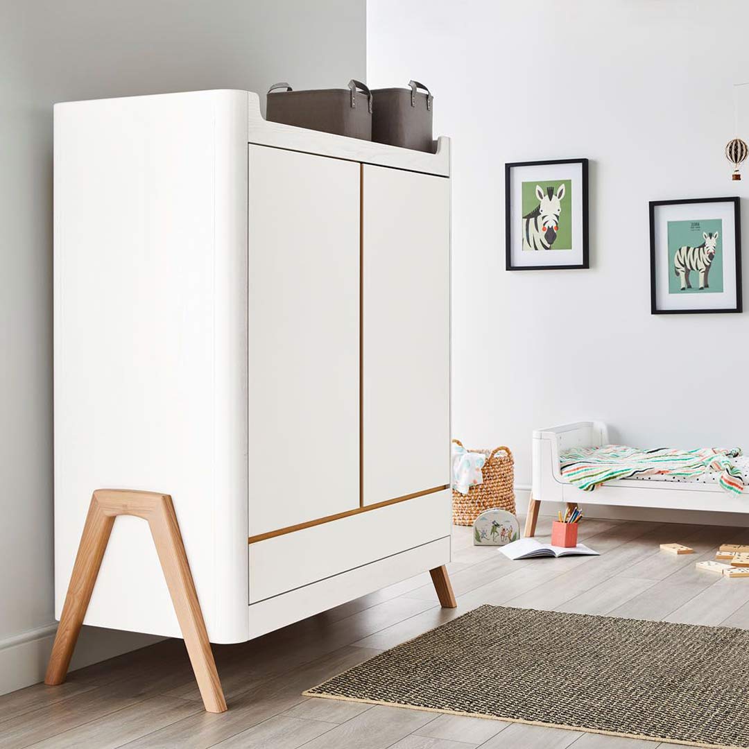 Gaia Baby Hera Cot Bed + Dresser + Wardrobe Three Piece Bundle - Scandi-White + Natural - Image 6