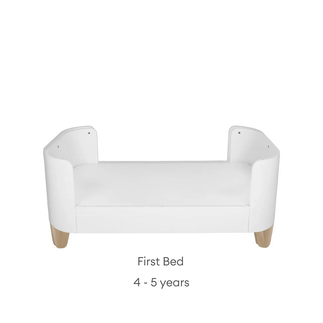 Gaia Baby Serena Cot Bed + Bedside Crib Set- Includes Bedside (Incl Bedside mattress) Cot Bed and Dresser - White / Natural - Image 10
