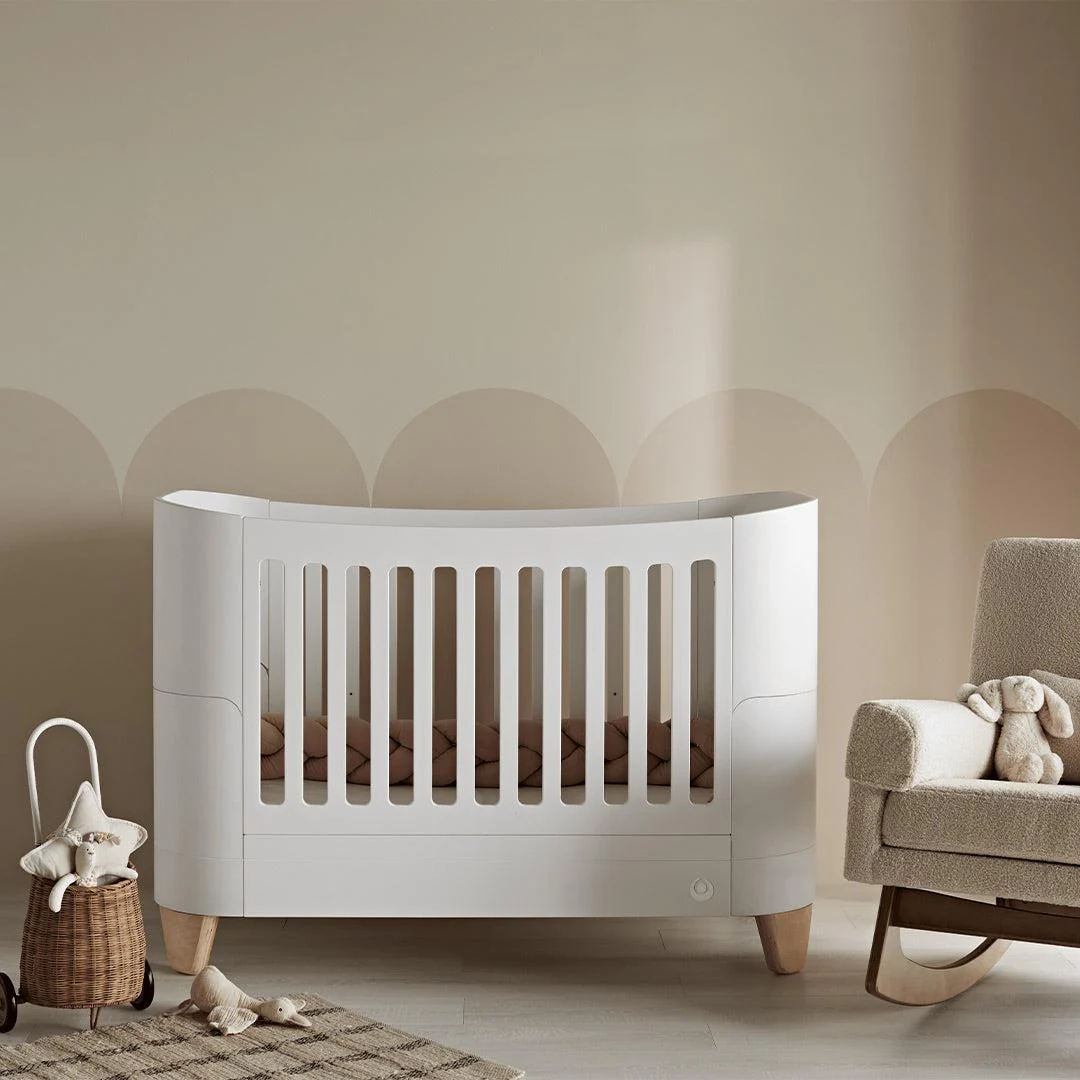Gaia Baby Serena Cot Bed + Bedside Crib Set- Includes Bedside (Incl Bedside mattress) Cot Bed and Dresser - White / Natural - Image 3