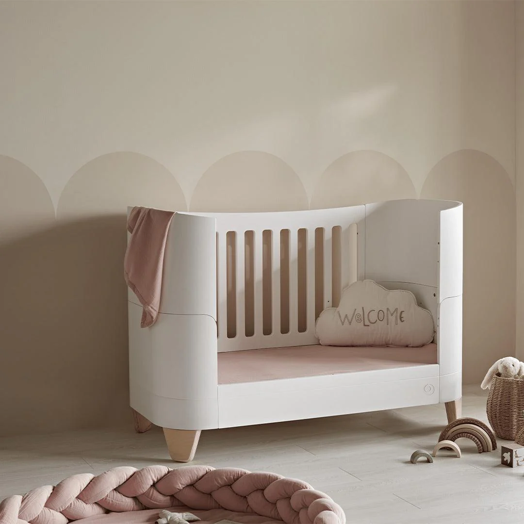 Gaia Baby Serena Cot Bed + Bedside Crib Set- Includes Bedside (Incl Bedside mattress) Cot Bed and Dresser - White / Natural - Image 4
