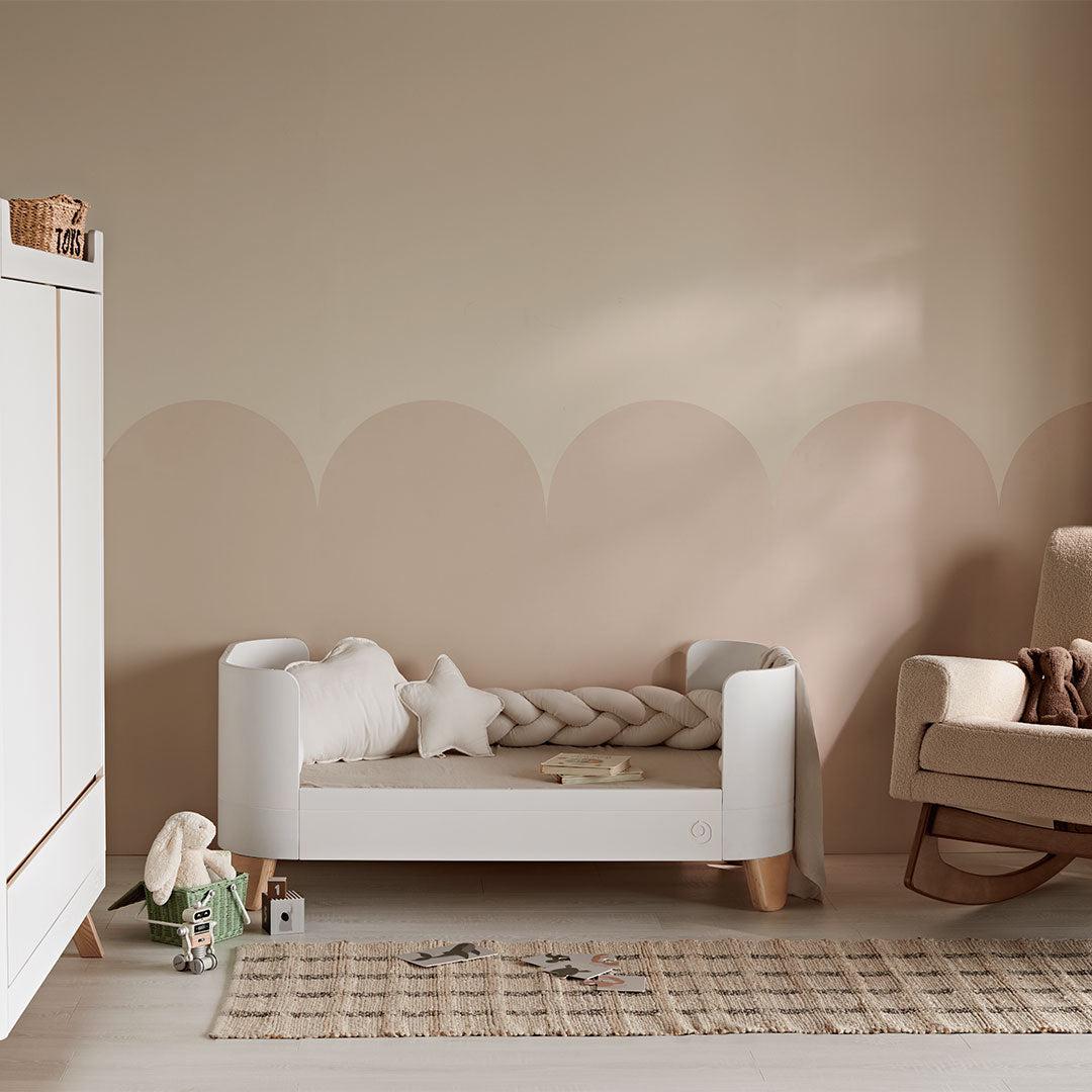 Gaia Baby Serena Cot Bed + Bedside Crib Set- Includes Bedside (Incl Bedside mattress) Cot Bed and Dresser - White / Natural - Image 5