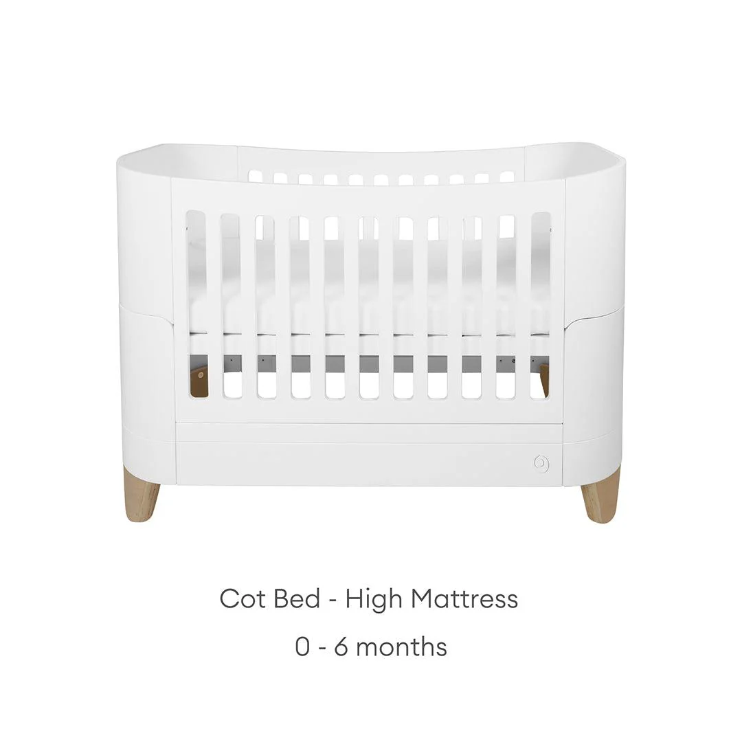 Gaia Baby Serena Cot Bed + Bedside Crib Set- Includes Bedside (Incl Bedside mattress) Cot Bed and Dresser - White / Natural - Image 6