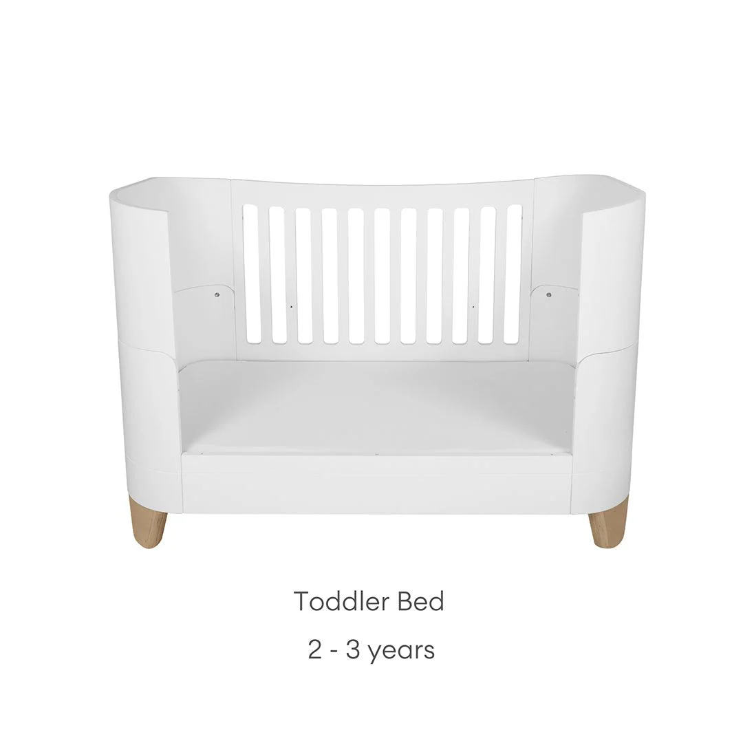 Gaia Baby Serena Cot Bed + Bedside Crib Set- Includes Bedside (Incl Bedside mattress) Cot Bed and Dresser - White / Natural - Image 9