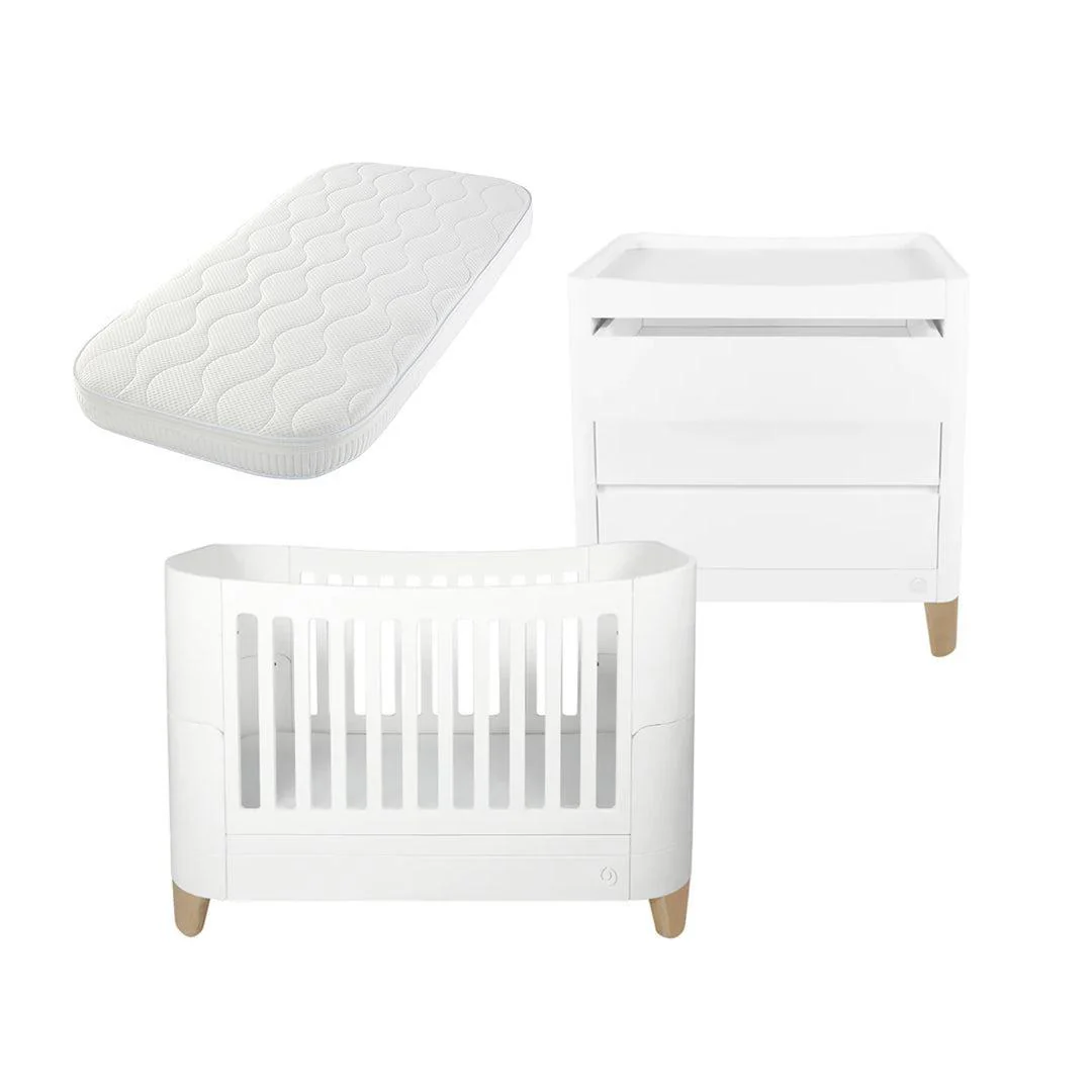 Gaia Baby Serena Cot Bed & Dresser Set - White/Natural - Image 13
