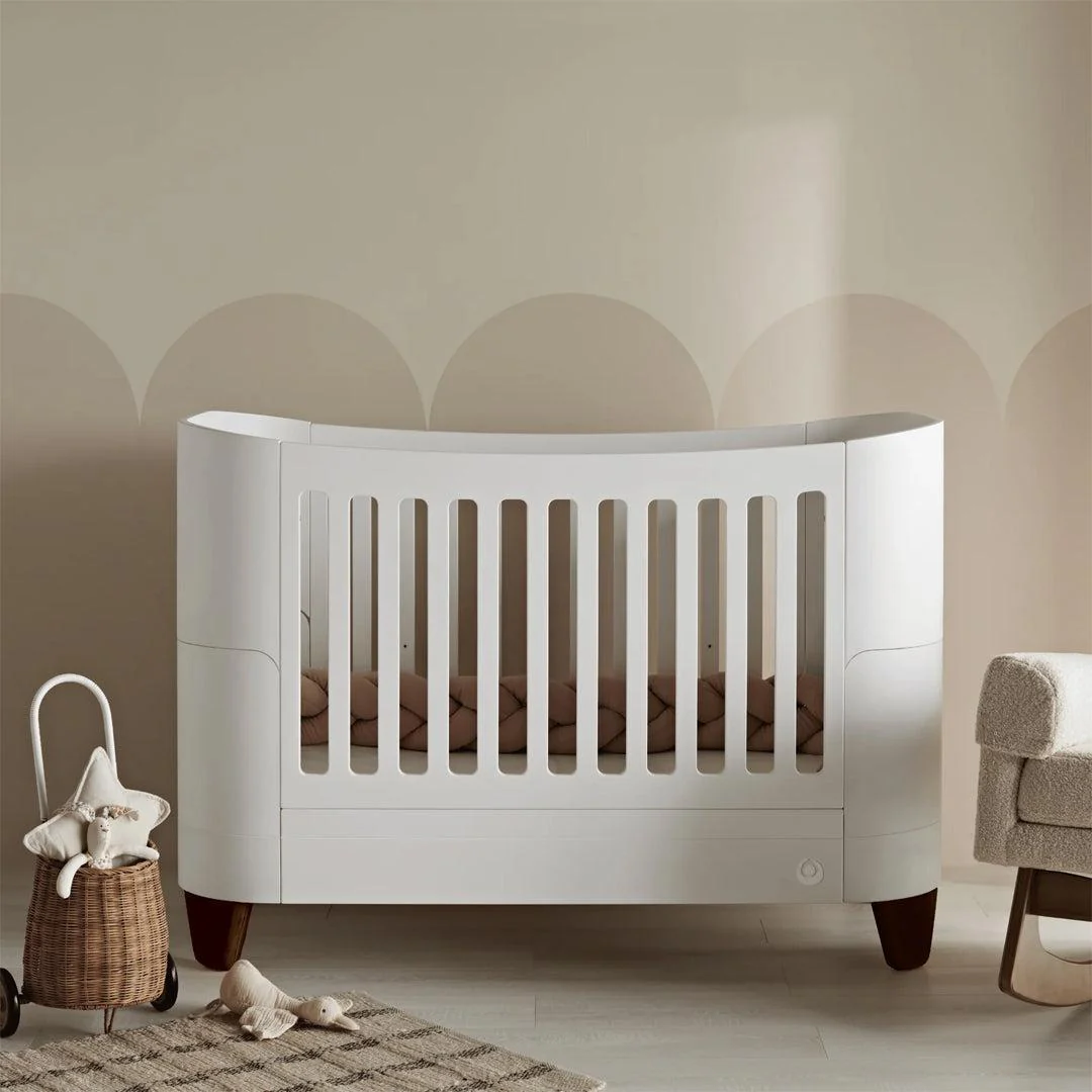 Gaia Baby Serena Cot Bed + Bedside Crib Set (Incl Bedside mattress) Cot Bed and Dresser - White / Walnut - Image 3
