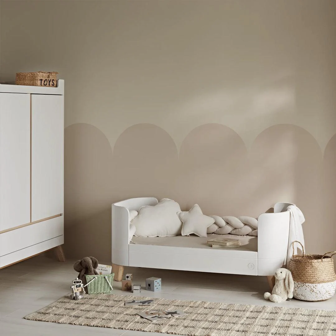 Gaia Baby Serena Cot Bed + Bedside Crib Set (Incl Bedside mattress) Cot Bed and Dresser - White / Walnut - Image 5