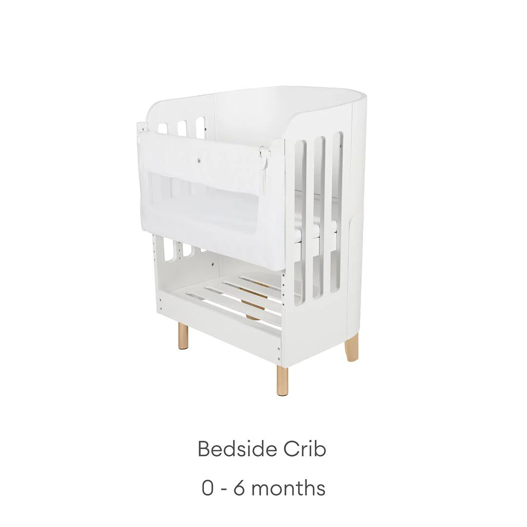 Gaia Baby Serena "All-In-One" Includes Bedside (Incl Bedside mattress), Mini Cot & Cot Bed - White / Natural - Image 7