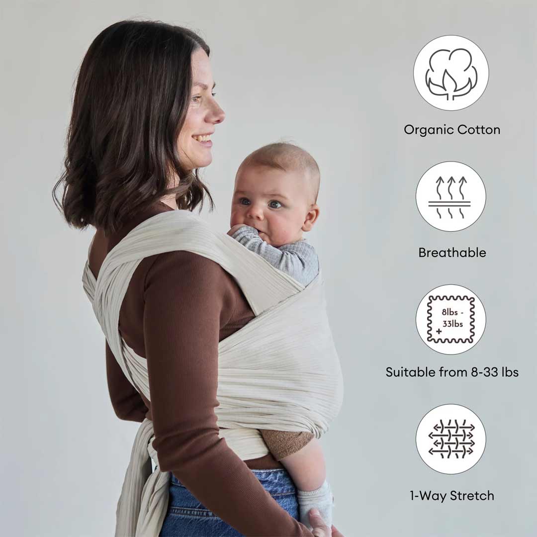 Gaia Stretchy Baby Wrap Carrier - Organic Cotton - Ecru - Image 2