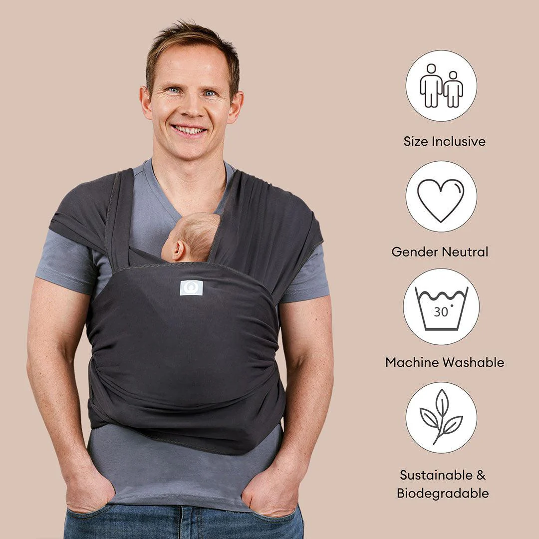 Gaia Stretchy Baby Wrap Carrier - Organic Cotton - Graphite - Image 3