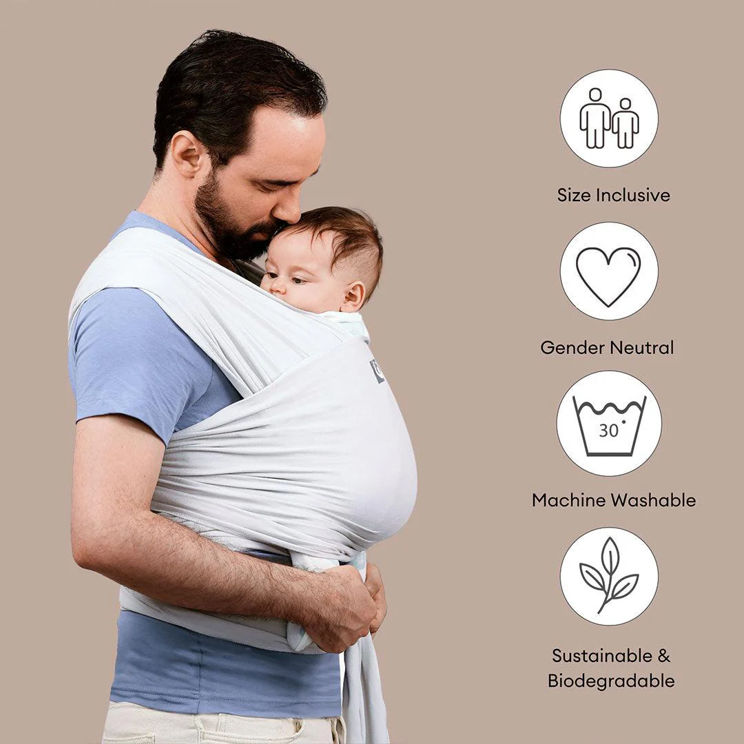Gaia Stretchy Baby Wrap Carrier - Organic Cotton - Silver Grey - Image 2