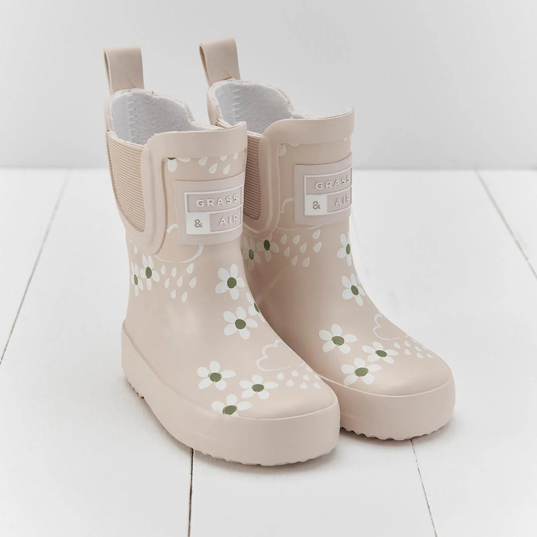 Grass & Air Floral Shortie Adventure Boot With Bag - Pampass Cream - Image 2