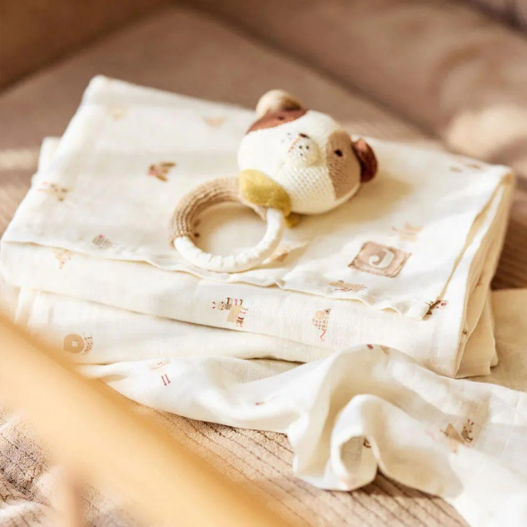 Jollein 3 Pack Washcloth Muslin 15x20cm - Animal Friends - Image 4