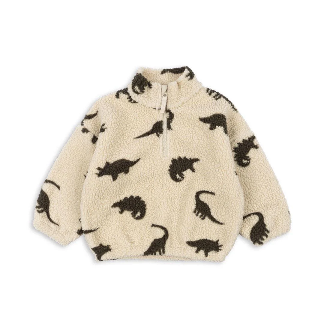 Konges Slojd Jody Teddy Half Zip - Dino Silhouette - Image 2