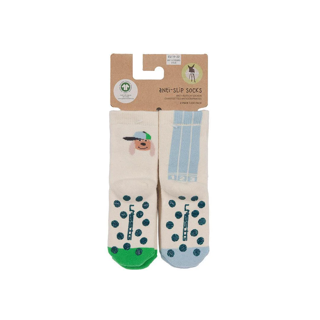 Lassig Anti-Slip Socks GOTS 2pcs - Dog - Green