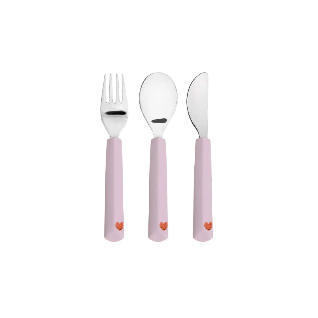 Lassig Cutlery With Silicone Handle - Happy Rascals - Lavender - Heart