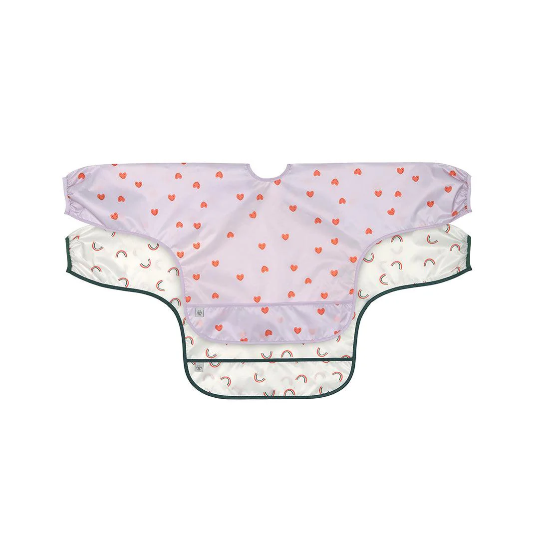 Lassig Long Sleeve Bibs 2pcs - Happy Rascals - Heart Lavender - Image 3