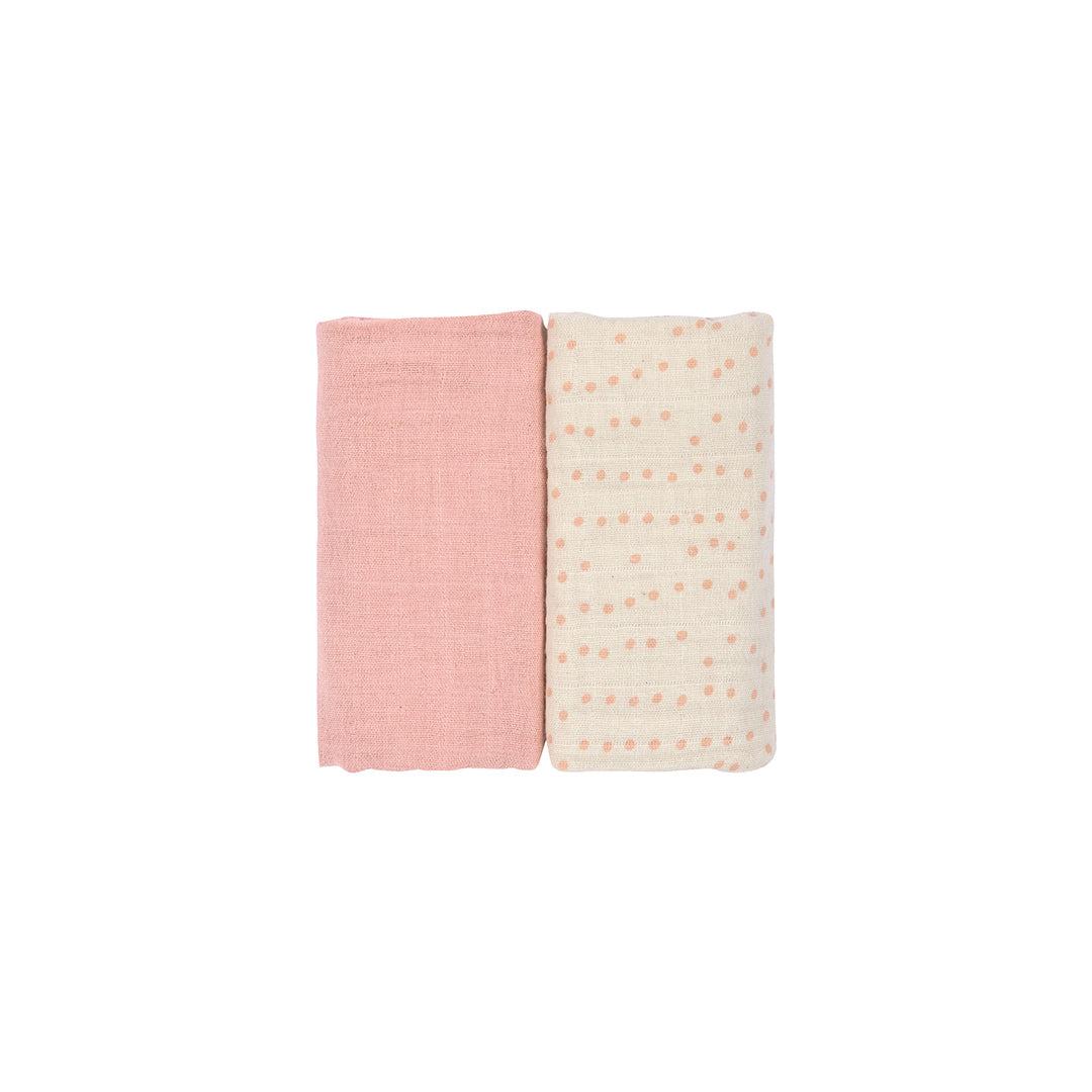 Lassig Swaddle + Burp Blankets - 2 Pack - Rose