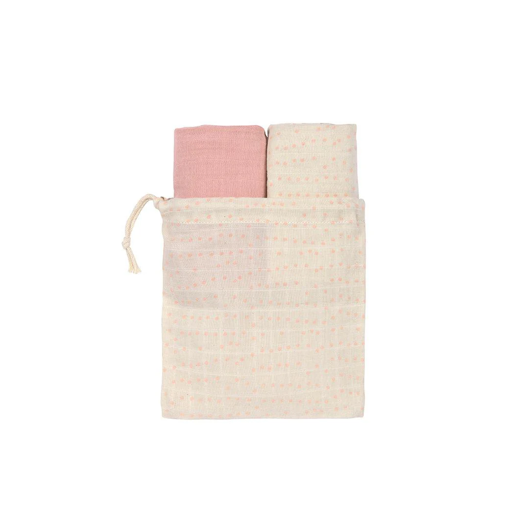 Lassig Swaddle + Burp Blankets - 2 Pack - Rose - Image 7