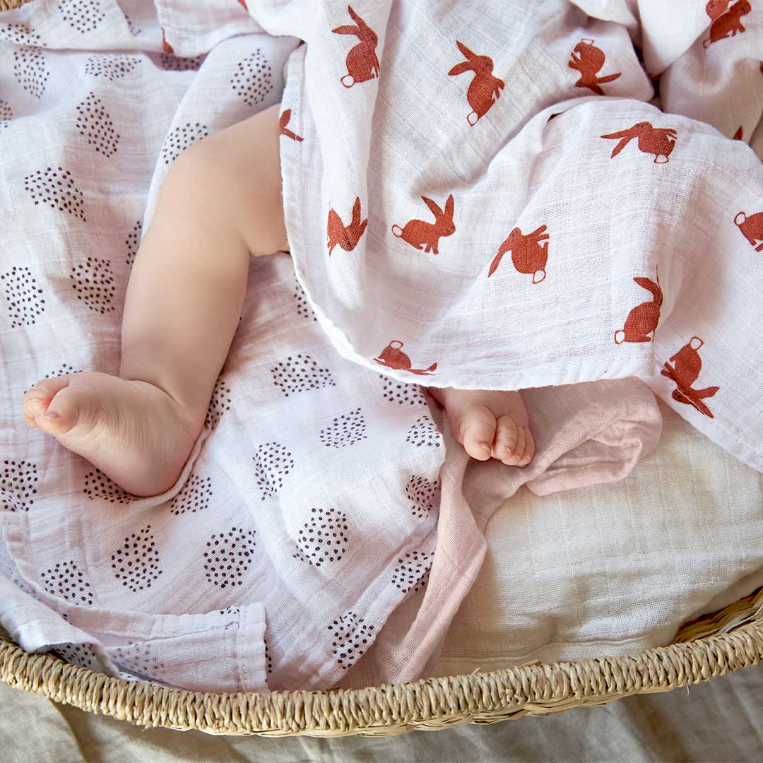 Lassig Swaddle & Burp Blanket - Little Forest - Rabbit - Image 2