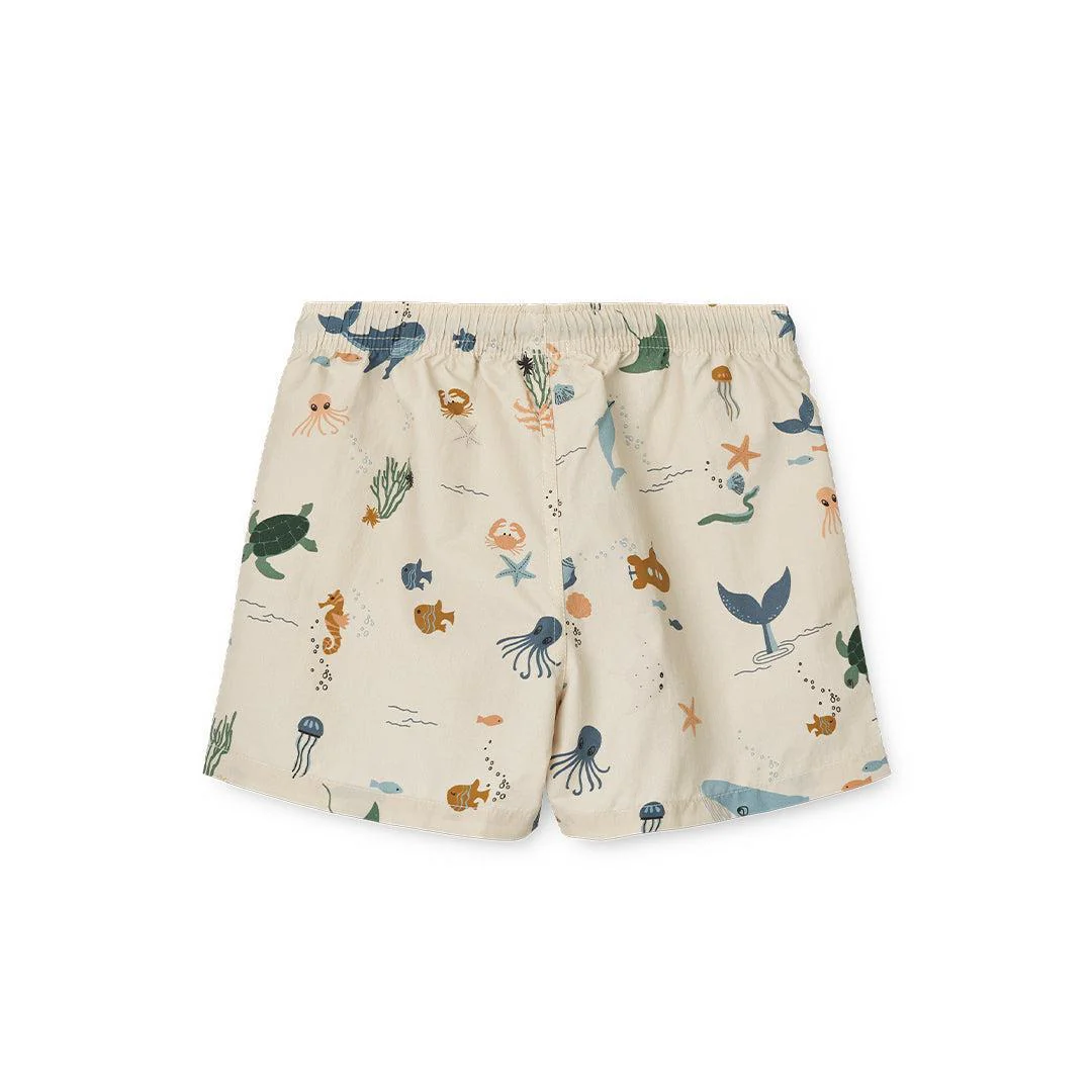 Liewood Aiden Printed Board Swim Shorts - Sea Creature / Sandy - Image 2