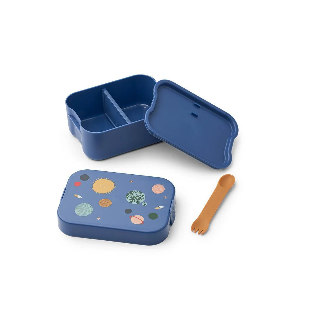 Liewood Chelsey Printed Lunchbox & Bottle Set - Universe Classic Navy - Image 2