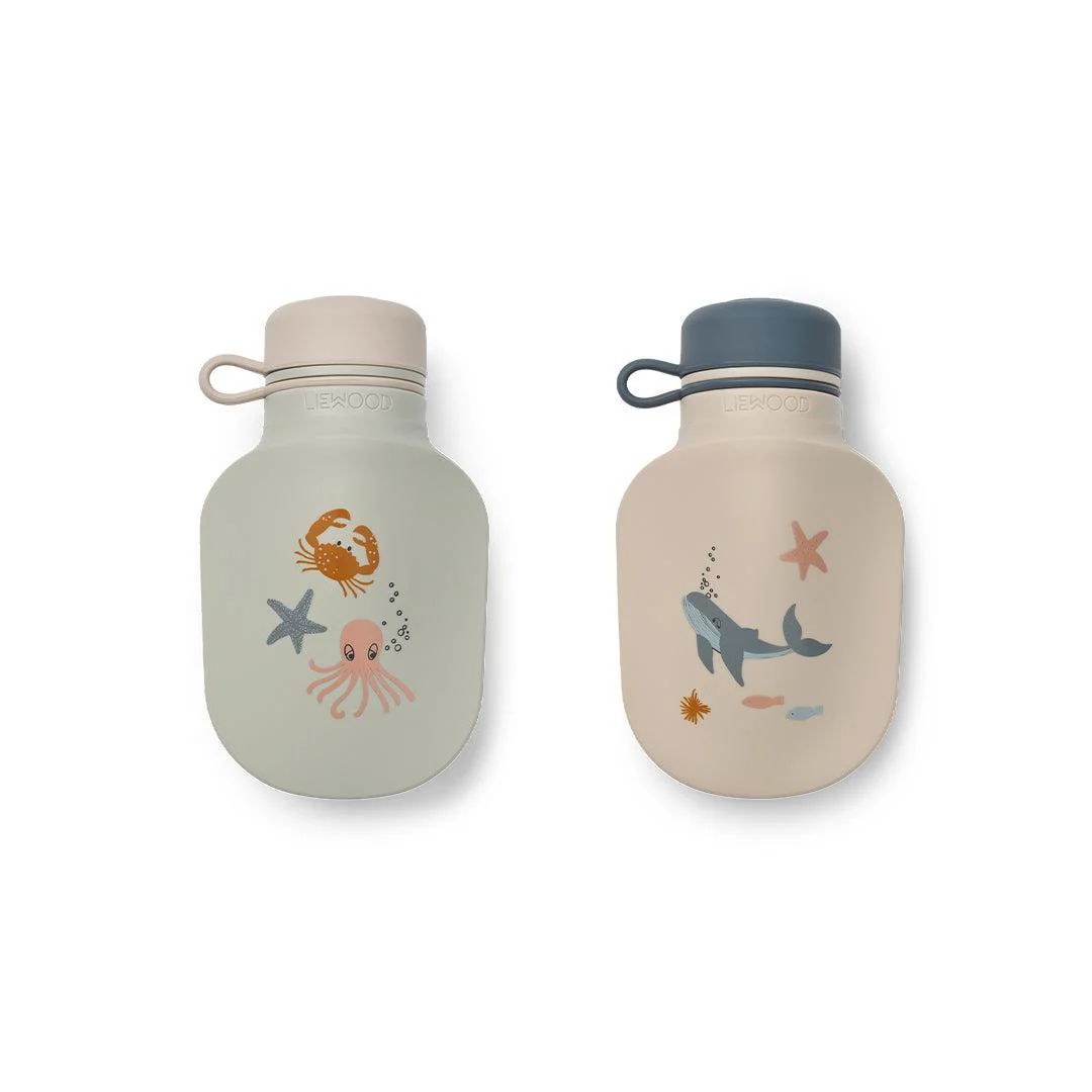 Liewood Lizzie Smoothie Bottle 2-Pack - Sea Creature / Sandy