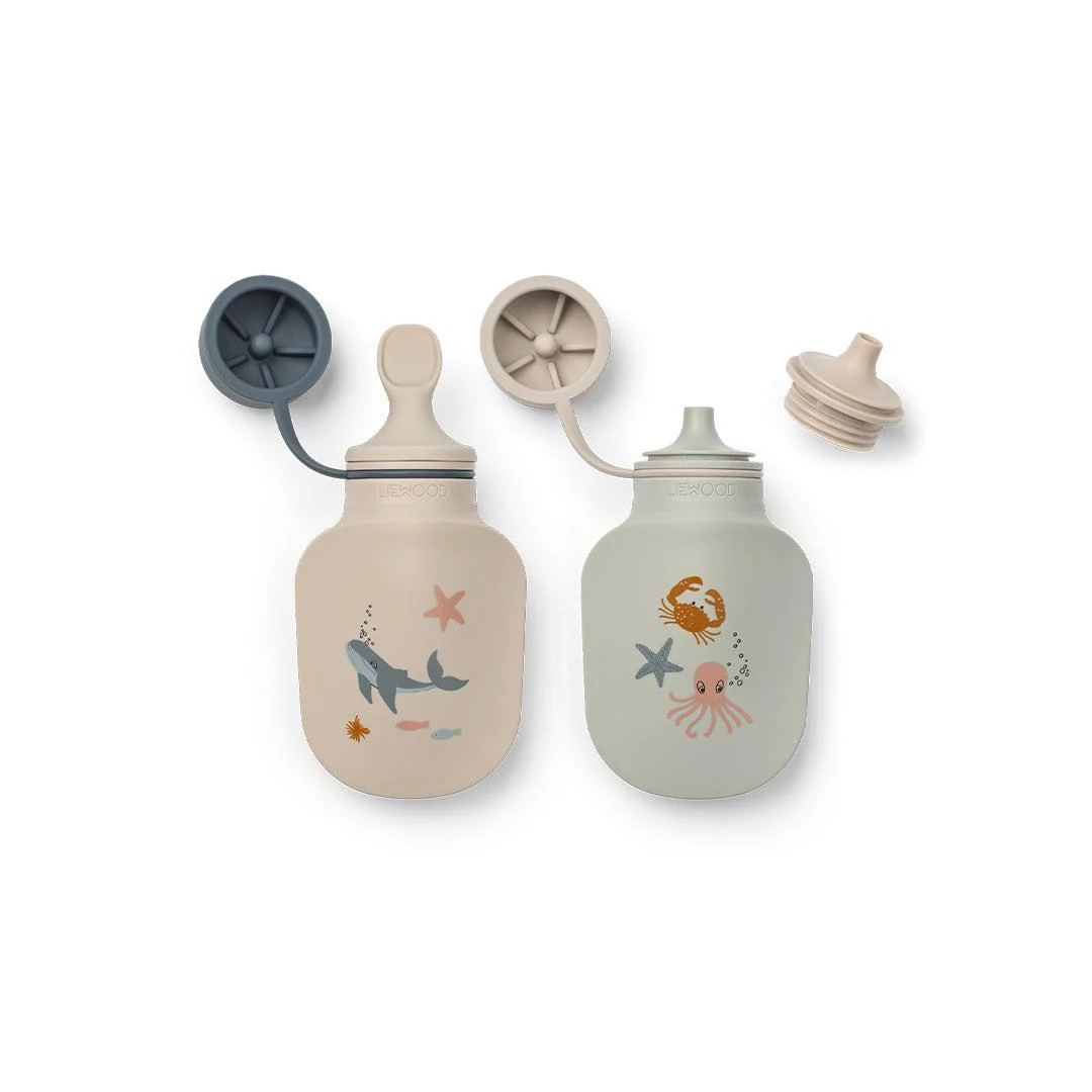 Liewood Lizzie Smoothie Bottle 2-Pack - Sea Creature / Sandy - Image 2