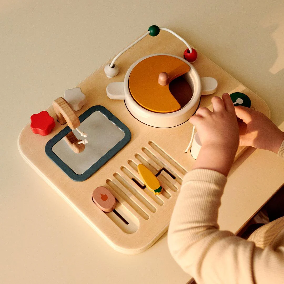 Liewood Magnus Chef Wooden Busy Board - Safari Sandy Mix - Image 2