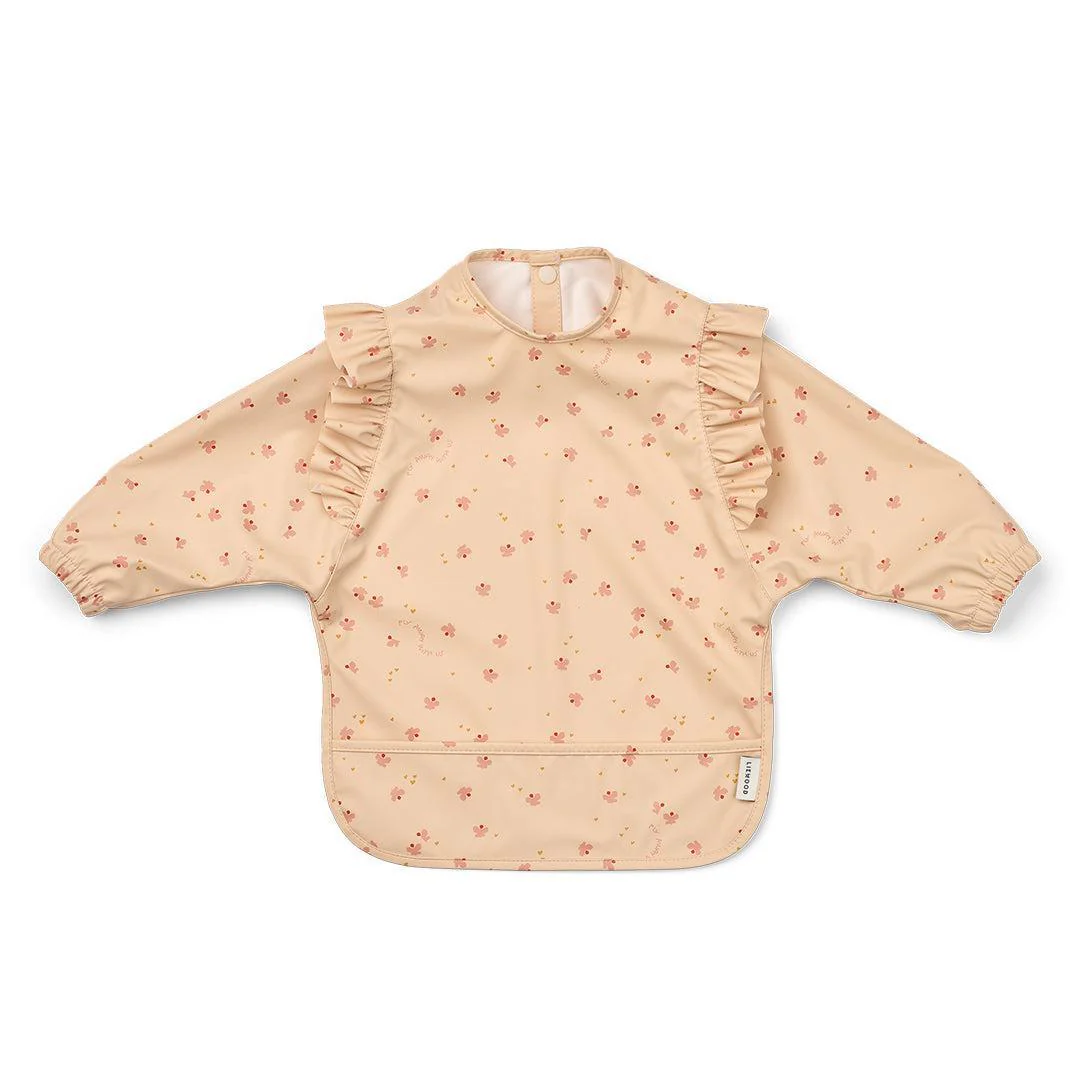 Liewood Merle Ruffle Cape Bib - Mini Butterfly / Apple Blossom