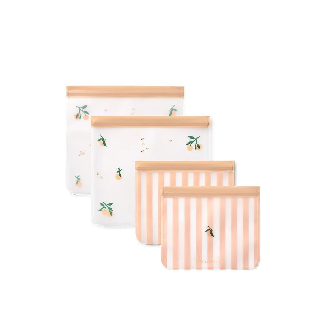 Liewood Rebus Reusable Food Bags 4-Pack - Peach / Sea Shell