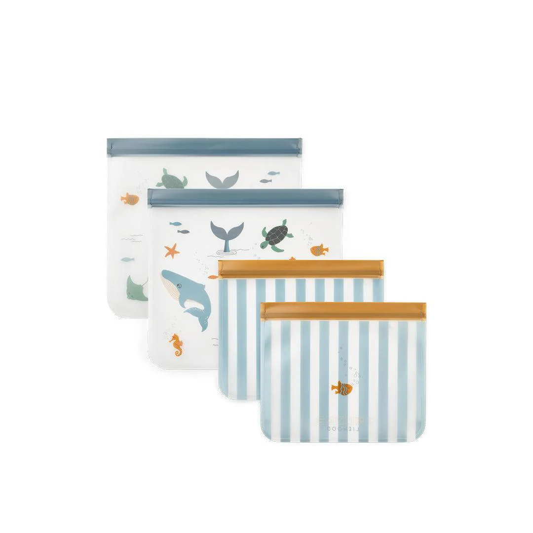 Liewood Rebus Reusable Food Bags 4-Pack - Sea Creature / Sandy