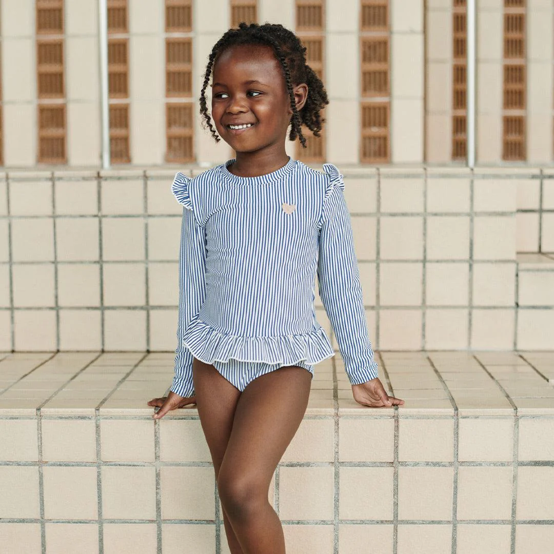 Liewood Sille Baby Seersucker Swimsuit - Riverside / Creme De La Creme - Image 2