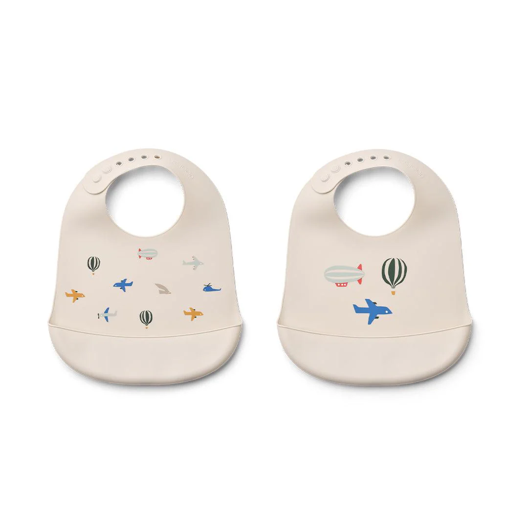 Liewood Tilda Printed Bib 2-Pack - Aviator / Ecru