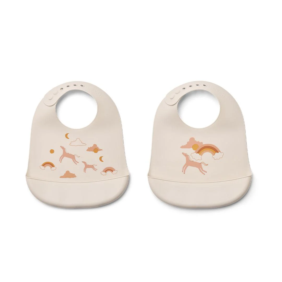 Liewood Tilda Printed Bib 2-Pack - Dream / Ecru