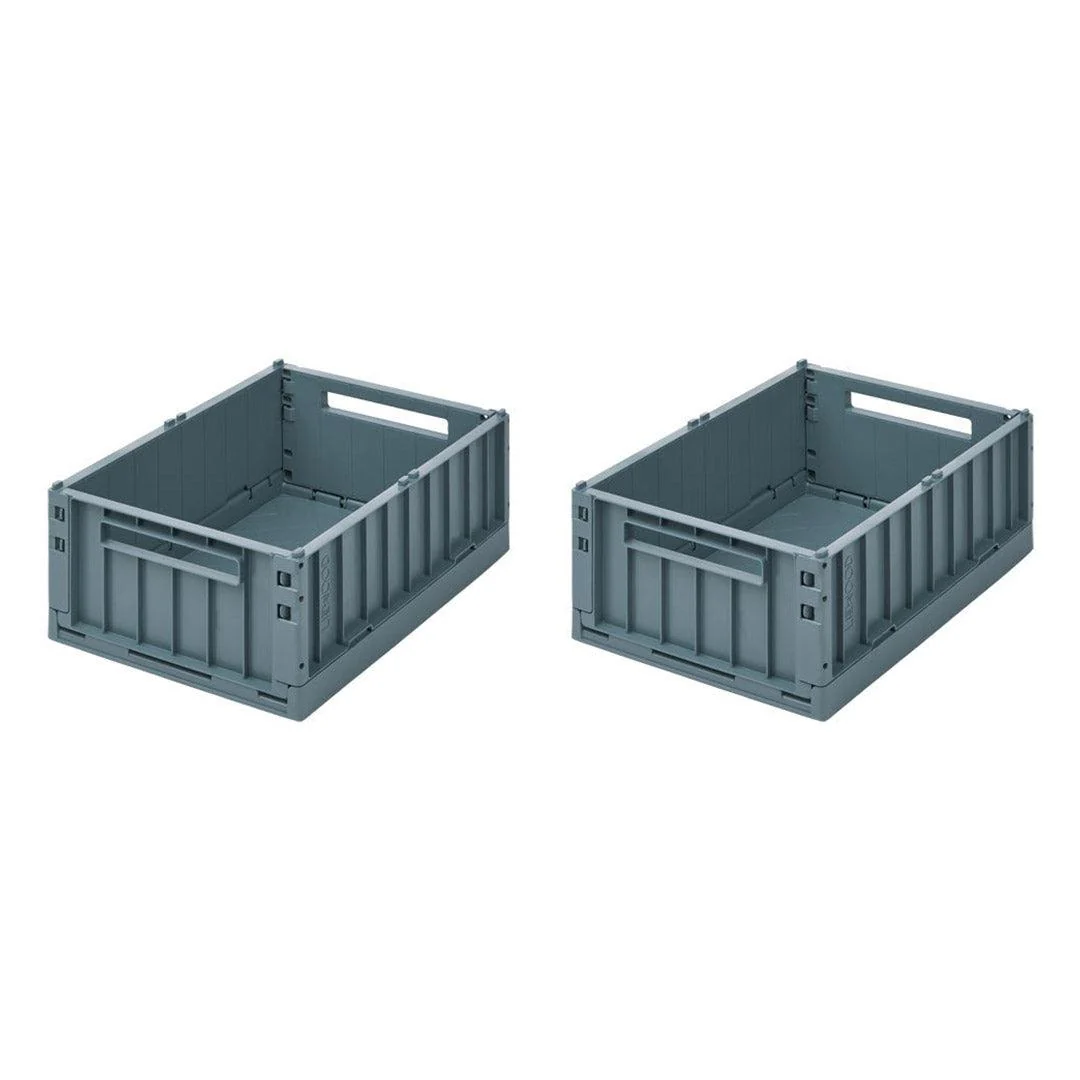 Liewood Weston Storage Boxes - Whale Blue - Medium - 2 Pack