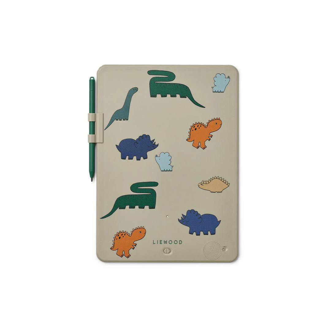Liewood Zora Magic Drawing Board 10 Inches - Dinosaurs / Mist - Image 3