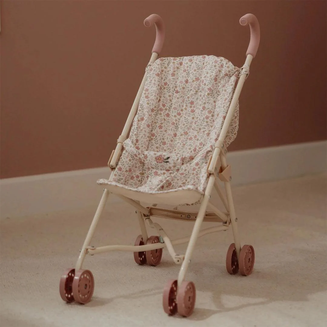 Little Dutch Metal Doll Buggy - Soft Flowers - Image 3
