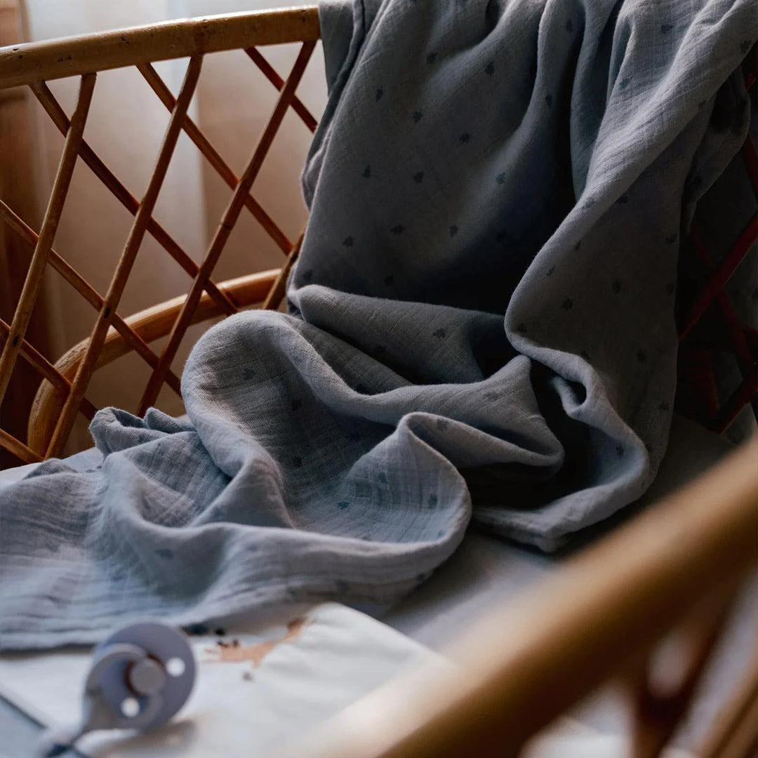 Little Dutch Muslin Swaddles - Pure Denim Blue - Image 2
