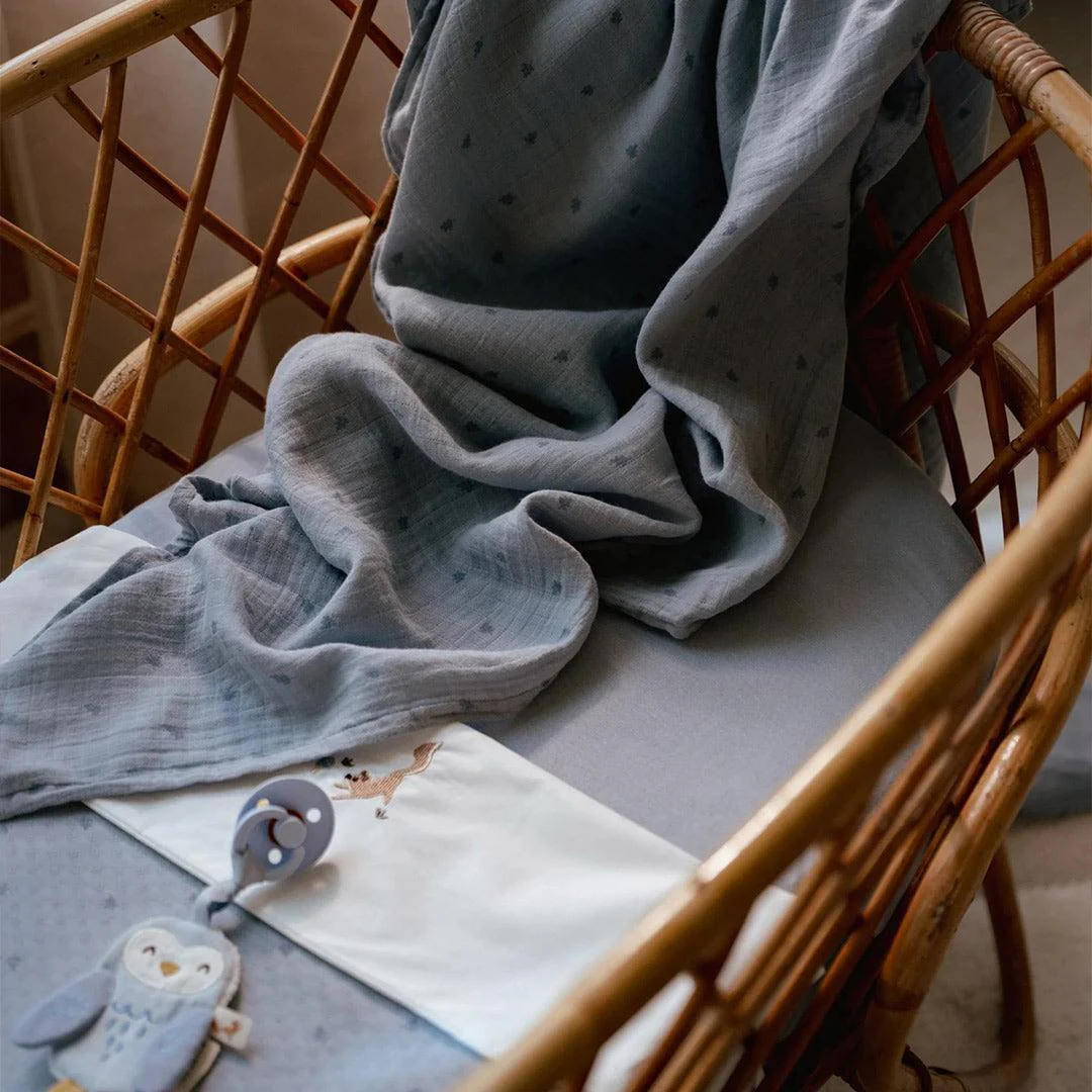 Little Dutch Muslin Swaddles - Pure Denim Blue - Image 4