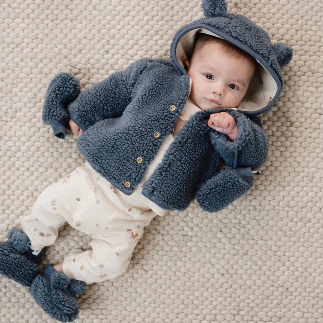 Little Dutch Teddy Cardigan - Stone Blue - Image 4