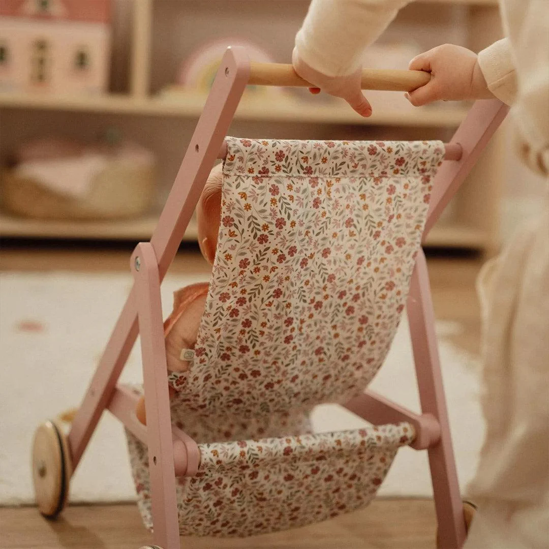 Little Dutch Wooden Doll Buggy - Pink - Image 3