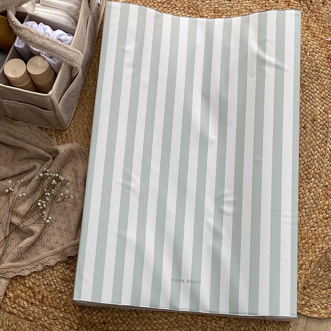 Mama Shack Anti Roll Changing Mat - Candy Stripe - Sage - Image 2