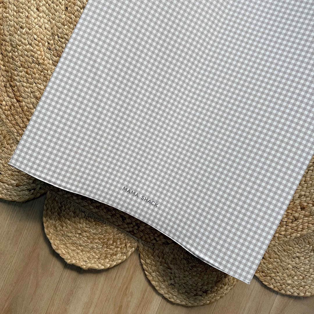Mama Shack Anti Roll Wedge Changing Mat - Greige Gingham - Image 4
