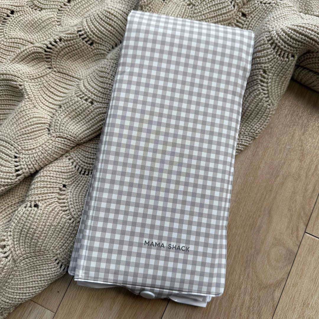 Mama Shack Foldable Travel Changing Mat - Greige Gingham - Image 3