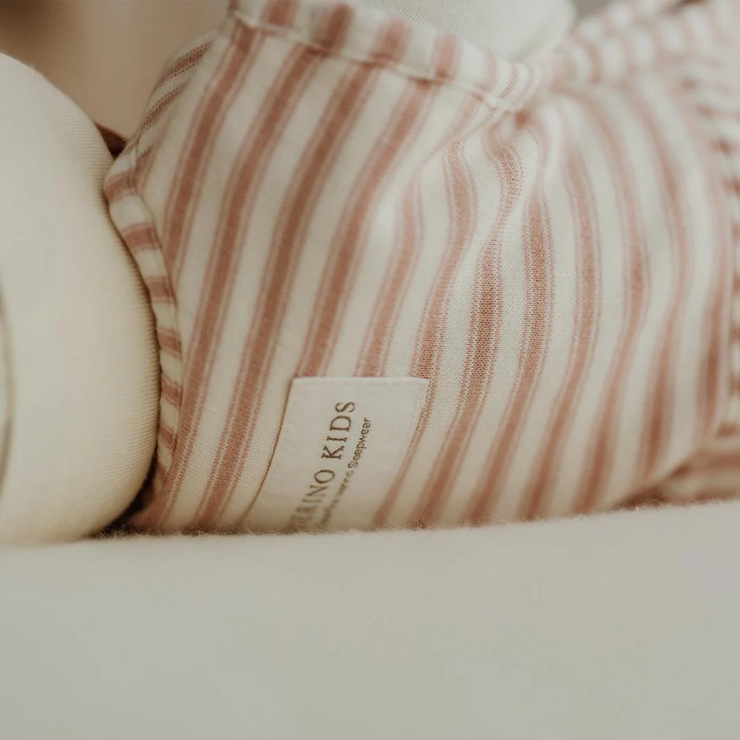 Merino Kids Go Go Sleeping Bag - Duvet Weight - Variegated Stripe Mauve - Image 4