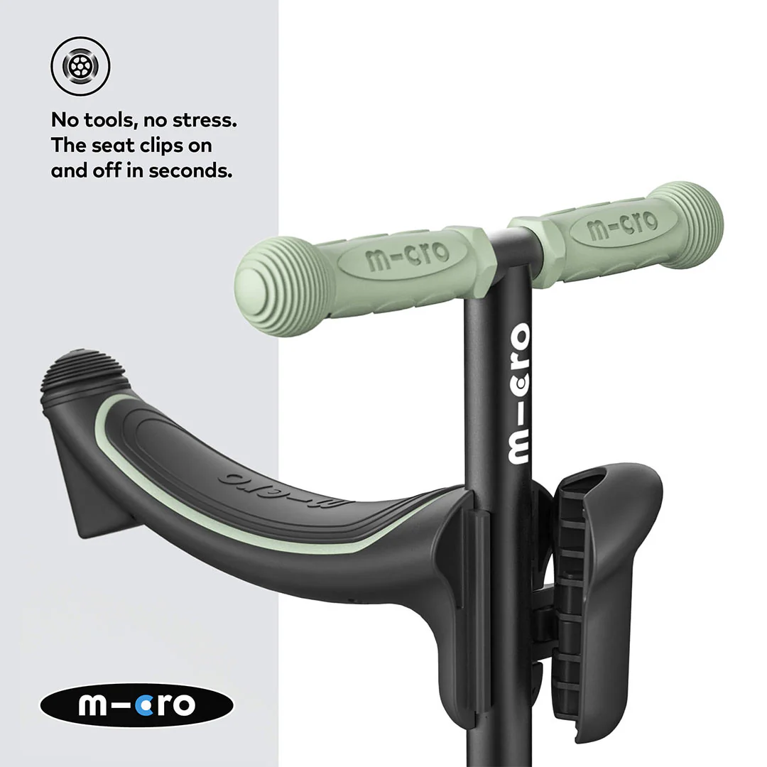 Micro Scooters Mini 2 Grow Deluxe LED Clip Seat V2 Scooter - Sage Green - Image 4